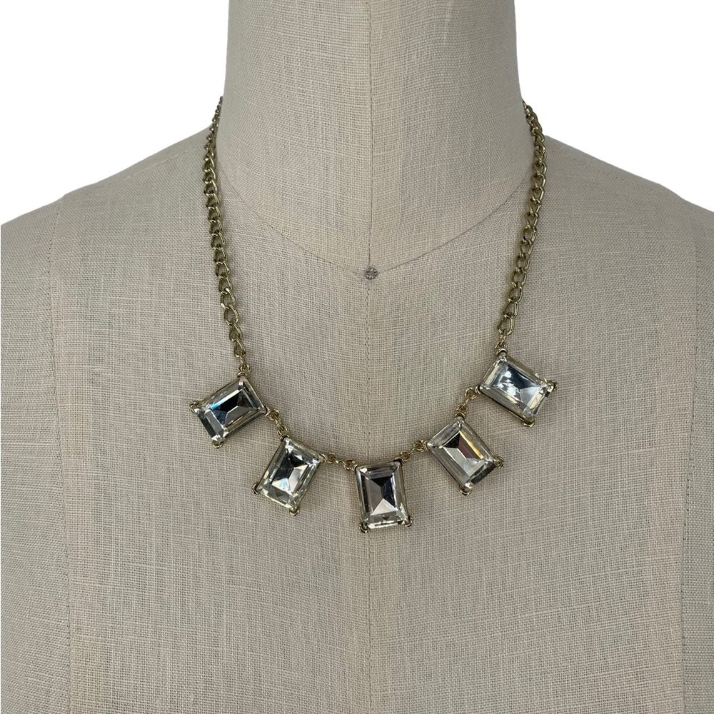 NWOT EXPRESS | Clear Rhinestone Gold Tone Short Necklace 16” $29